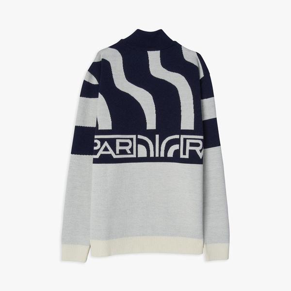 by Parra Shoulder Waves Half Zip Knitted Crewneck sweater White