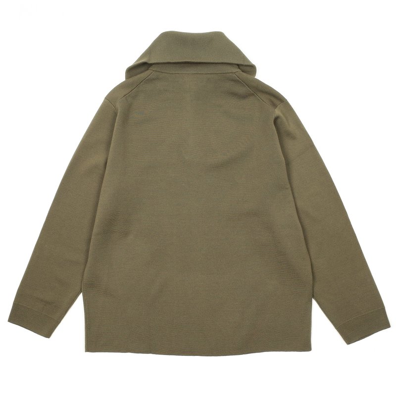 Studio Nicholson LAK HALF ZIP KNIT SWEATER - ARMY GREEN | Garmentory