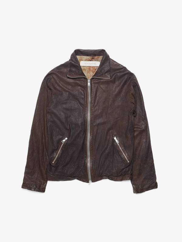 Pre-Loved] Giorgio Brato Brown Double Zipped Leather Jacket-BROWN