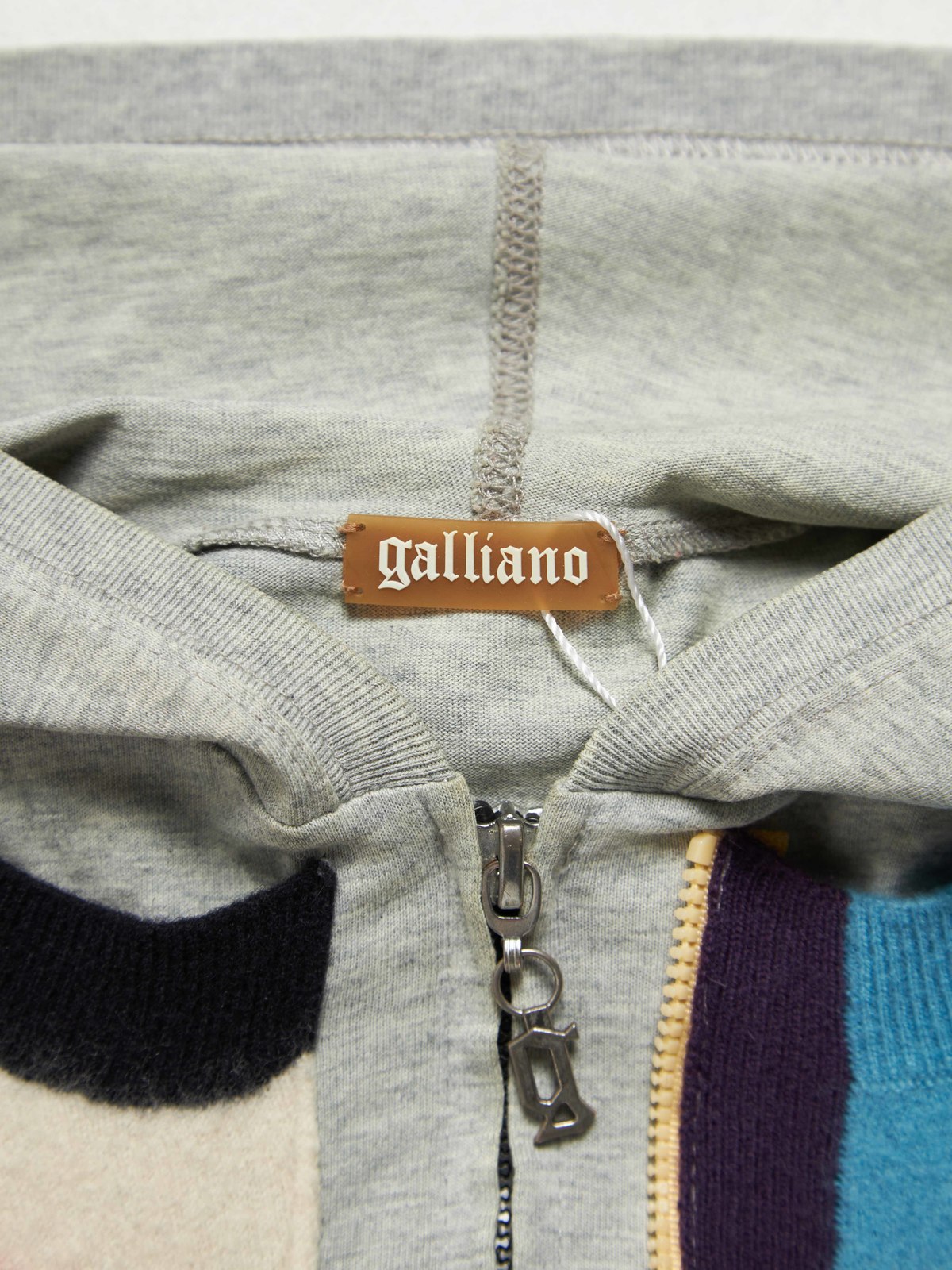 PRE-LOVED John Galliano M Colorblock Logo Printed Wool And Cotton