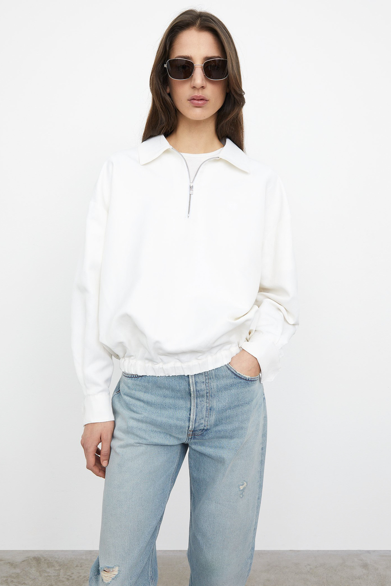 Totême MONOGRAM TRACKSUIT TOP - OFF-WHITE | Garmentory 