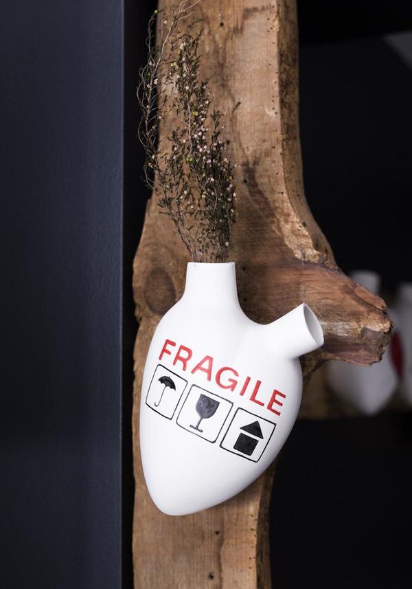 Studio Elica Fragile Porcelain Anatomical Heart Wall Vase Garmentory