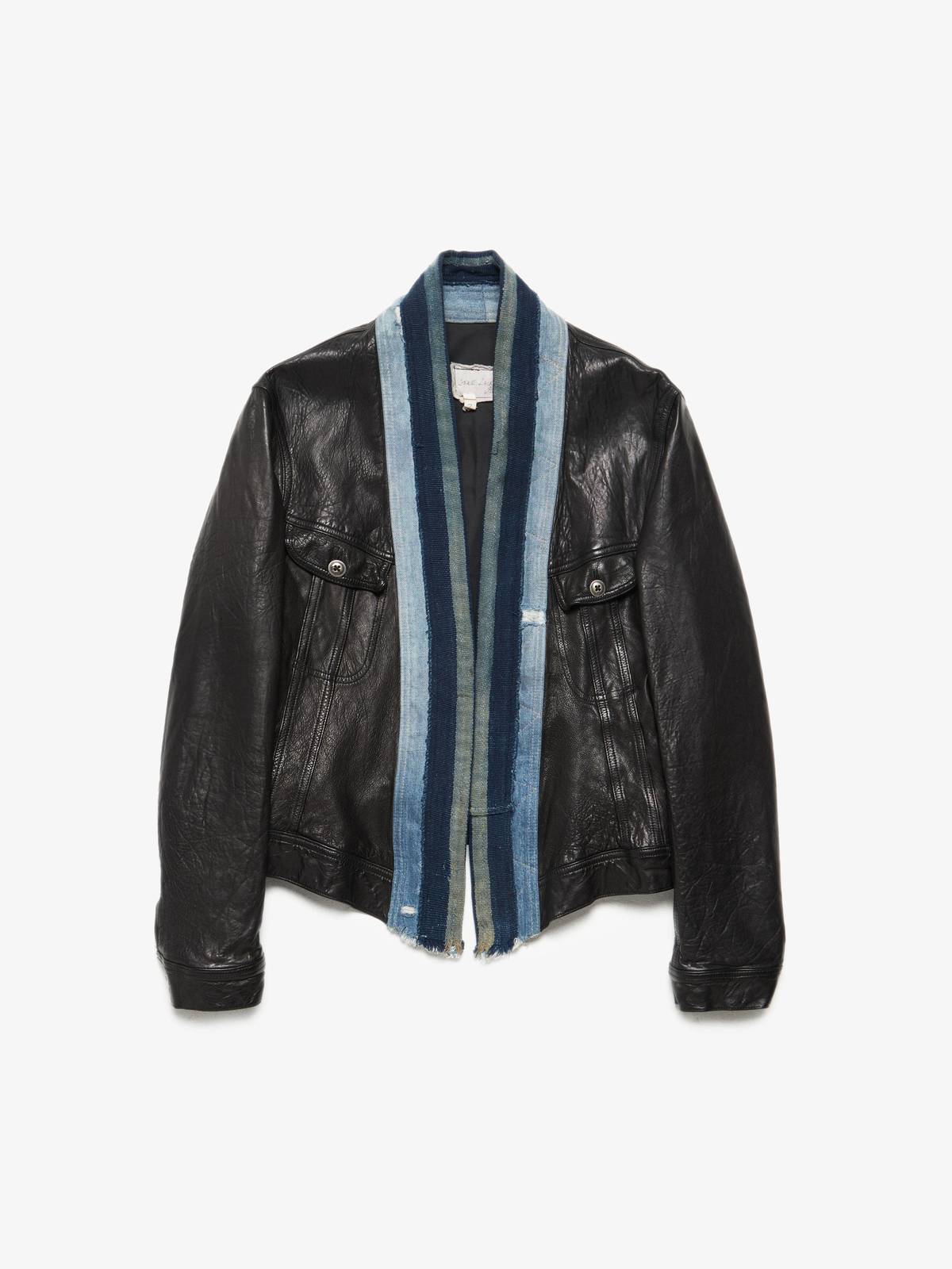 新品 GREG LAUREN 50/50 KIMONO ARTIST COAT pre-loved Greg Lauren W Kimono Styled Cropped Leather Jacket
