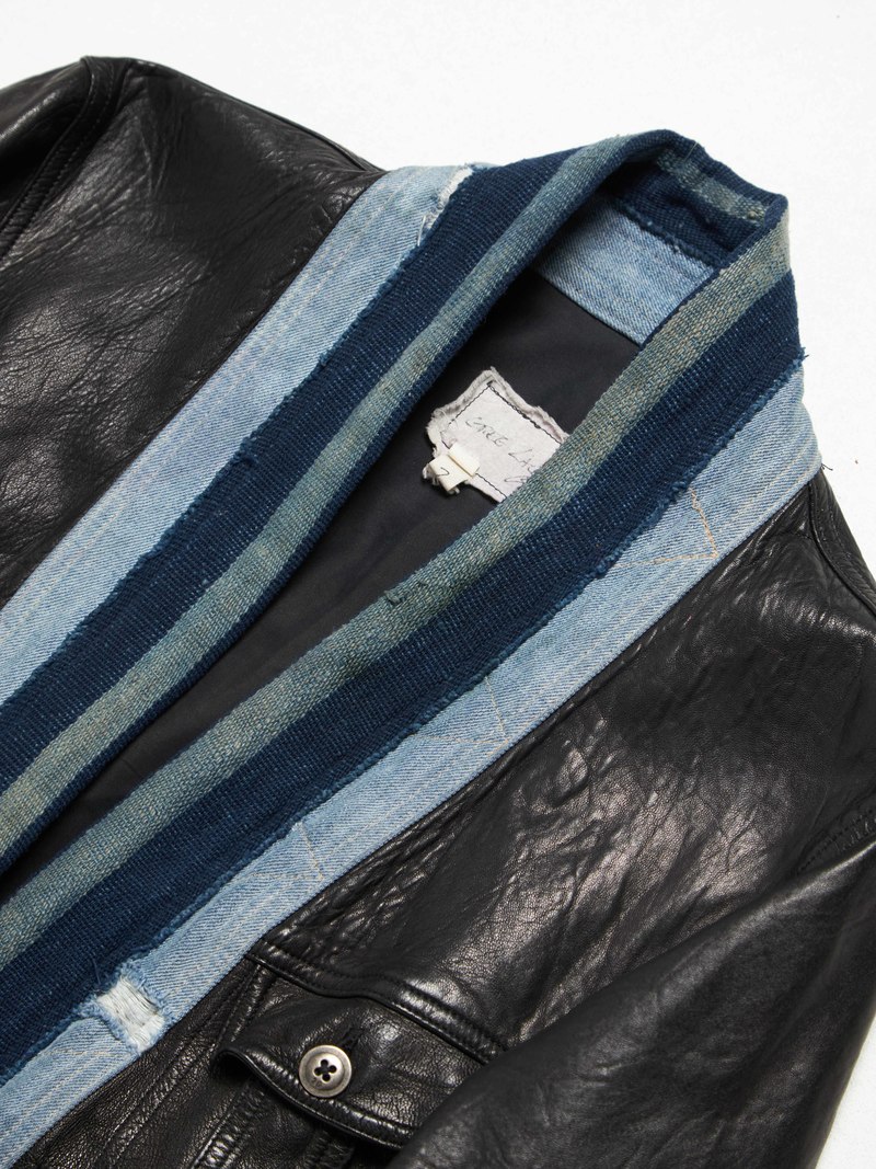 pre-loved Greg Lauren W Kimono Styled Cropped Leather Jacket