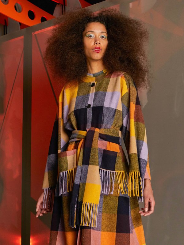 Cassata Dresscoat in Yellow Lavender & Orange by Henrik Vibskov