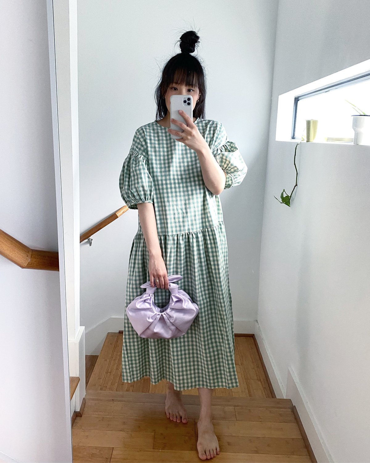 sage green gingham dress Jensyn Dress-Sage Gingham – Love Olive Co main image 0