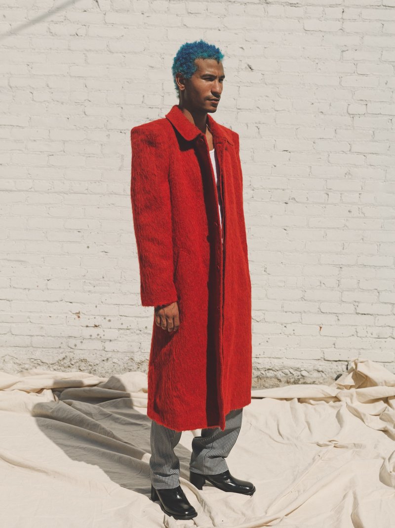 Martine Rose Mohair Structured Box Shoulder Coat - Bordeaux Red