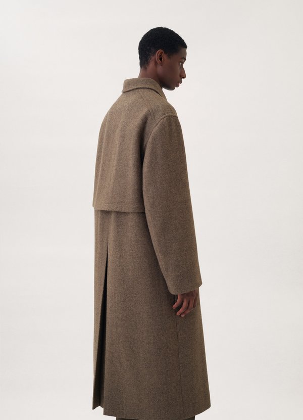 Lemaire Wool Tweed Straight Coat - Green Grey | Garmentory