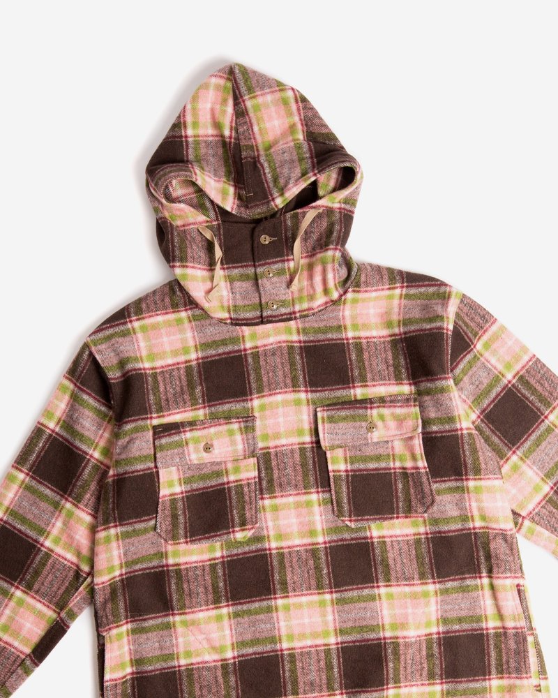 Engineered Garments Cagoule Shirt - Brown/Pink Poly Wool Plaid  