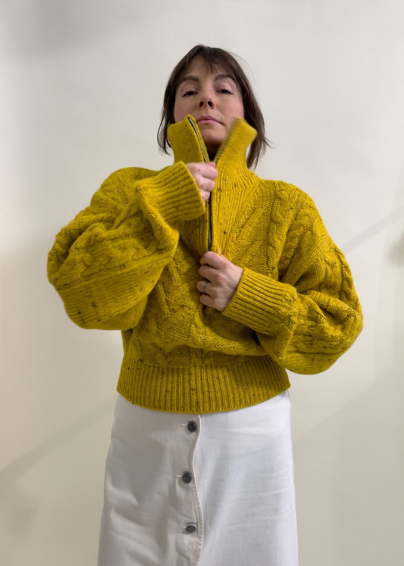 Ganni Cable Knit Sweater Spectra Yellow