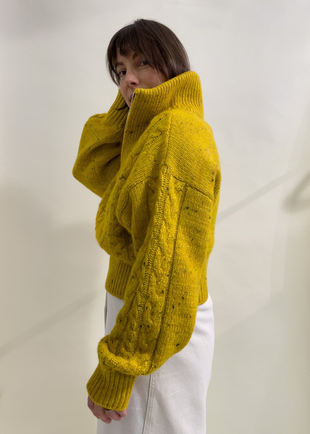 Ganni Cable Knit Sweater - Spectra Yellow | Garmentory