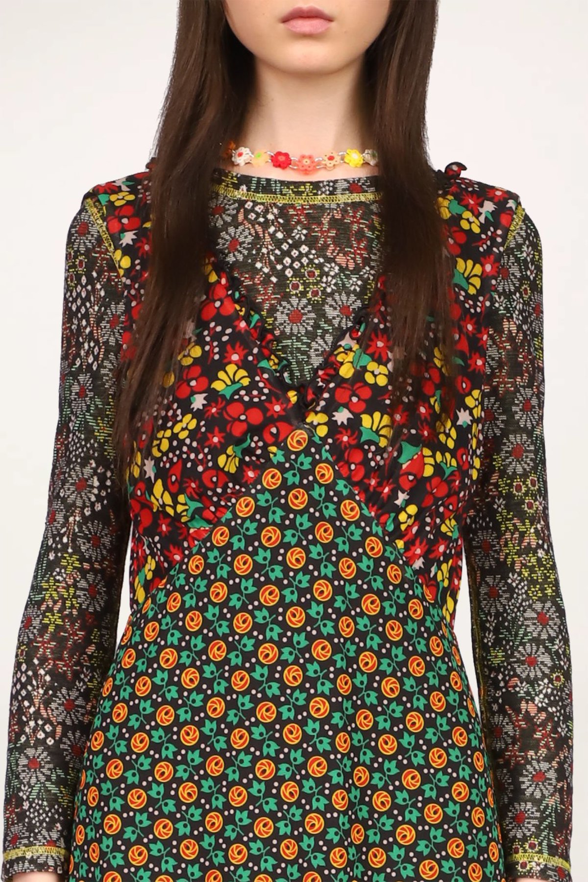 Anna Sui Field Flower and Rosy Dot Mesh Dress - Red - Image 4 of 4