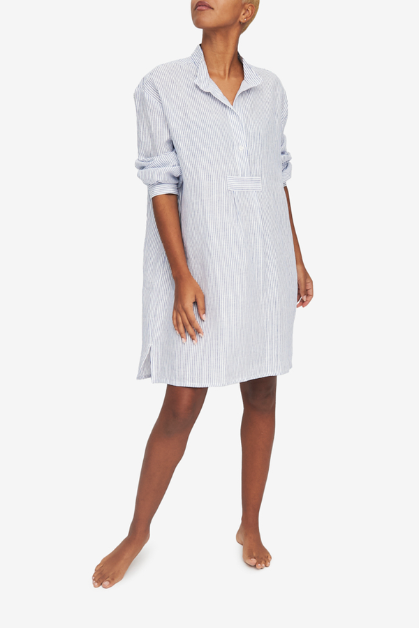 Navy Linen Stripe 