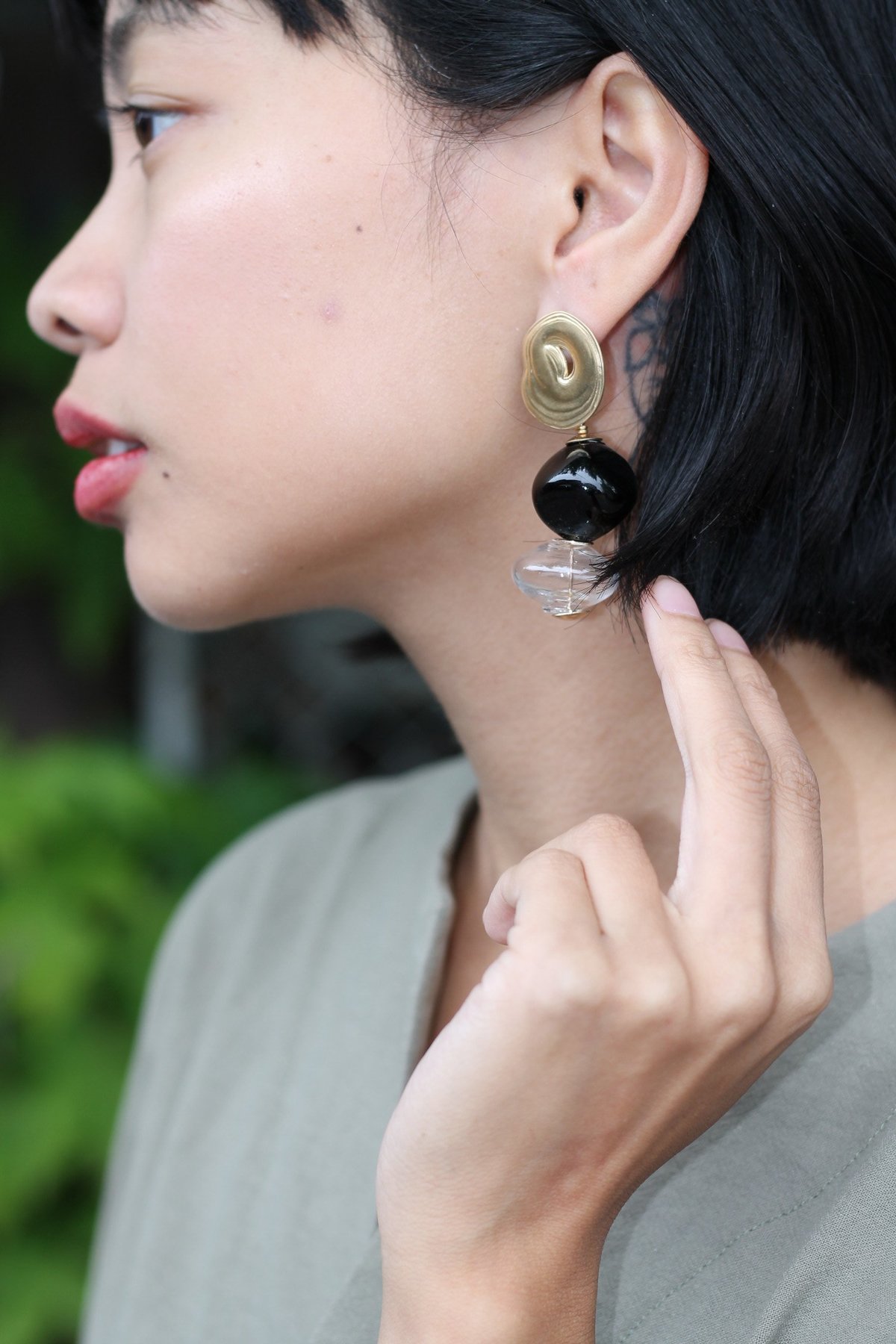 Leigh Miller Multi Short Gumdrop Earrings - Brass/Murano Glass - Image 2 of 3