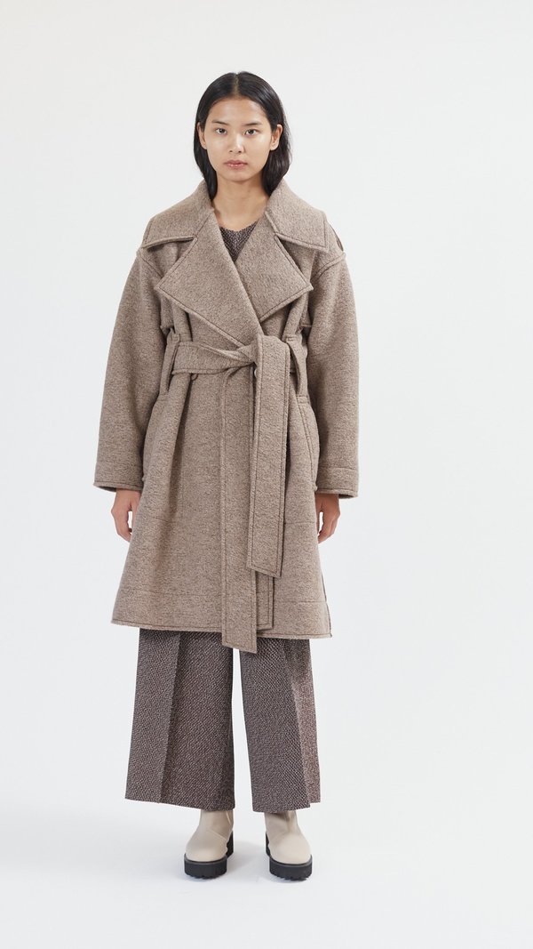 Issey Miyake Wool Strata Coat in Light Brown | Garmentory