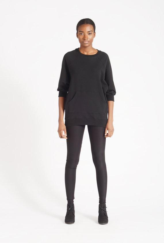 SKINNY SWEATS / OS Sweater short - black SKINNY SWEATS / OS Sweater short - black