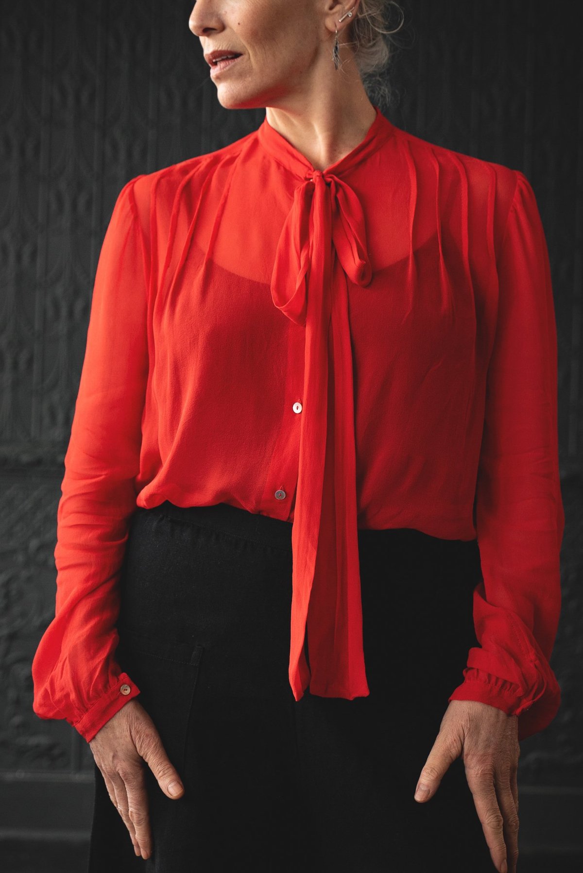 Sula Clothing LTD. Tie Up Blouse - Fiery Red - Image 1 of 7