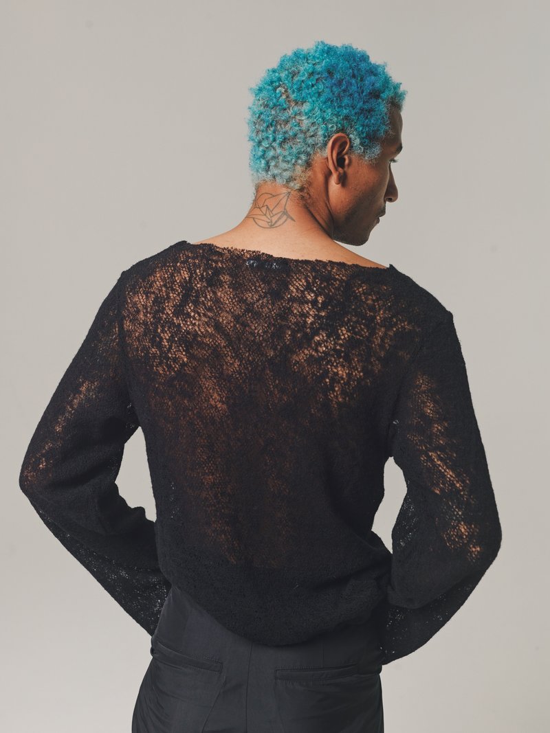 Our Legacy Merino Net Two Face Jersey Long Sleeve - Black | Garmentory