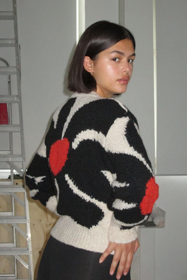Paloma Wool Hana Sweater in Black Flower with Poppy | Garmentory