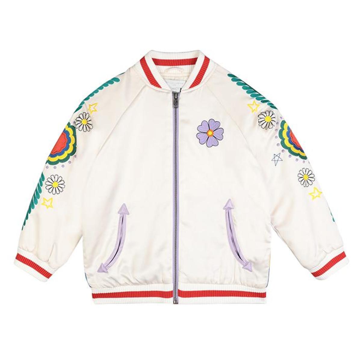 Kids Stella McCartney Child Satin Bomber Jacket - White With