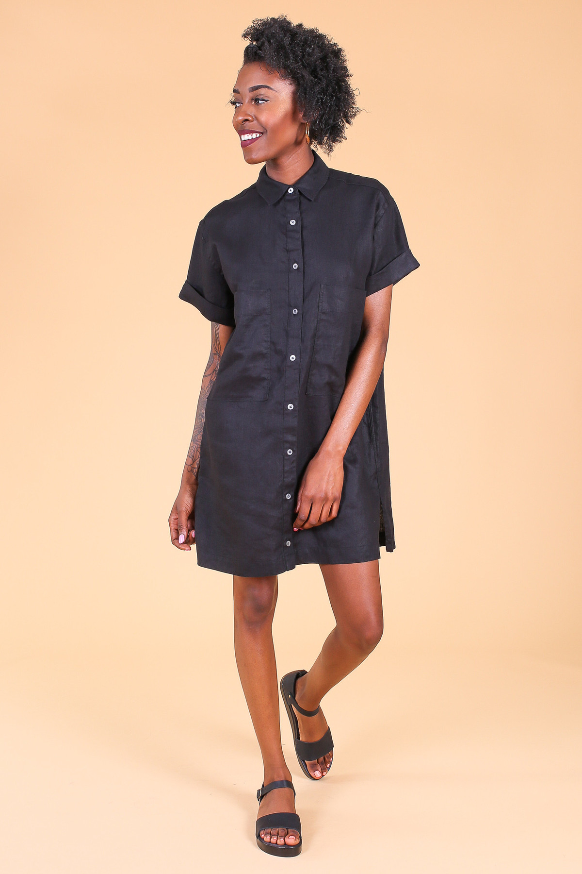 Steven Alan Vista shirtdress in black | Garmentory
