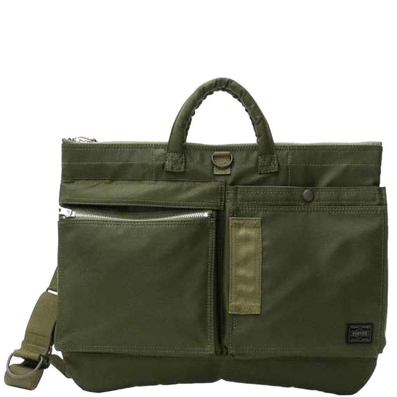 Porter Yoshida Flying Ace 2Way Short Helmet Bag - Olive Drab 