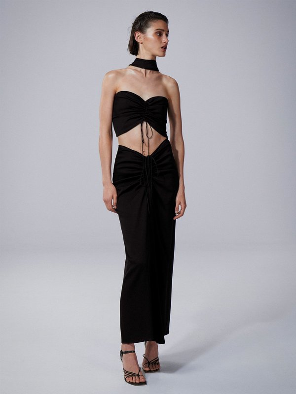 christopher esber ruched disconnect shirt dress Christopher Esber Ruched Disconnect Shirt Dress in Black