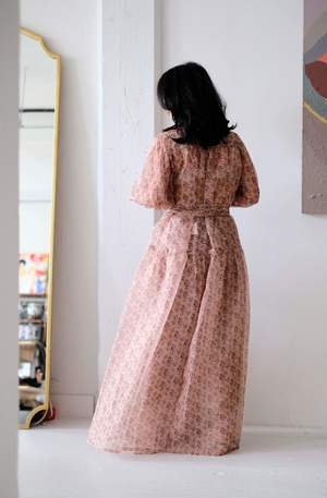 chinese dress ladies Berylove Women A Line Grey Purple Bridesmaid Dress Floral Ruffled Maxi  Wedding Guest Dress with Bow