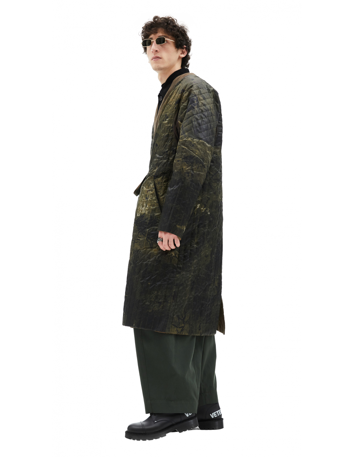 Ziggy Chen Two-Sided Quilted Kimono COAT - Khaki | Garmentory