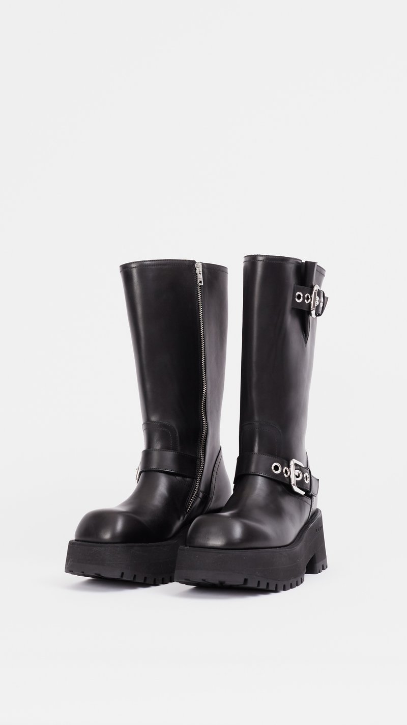 Marni Soft Calf Leather Biker Boot in Black | Garmentory