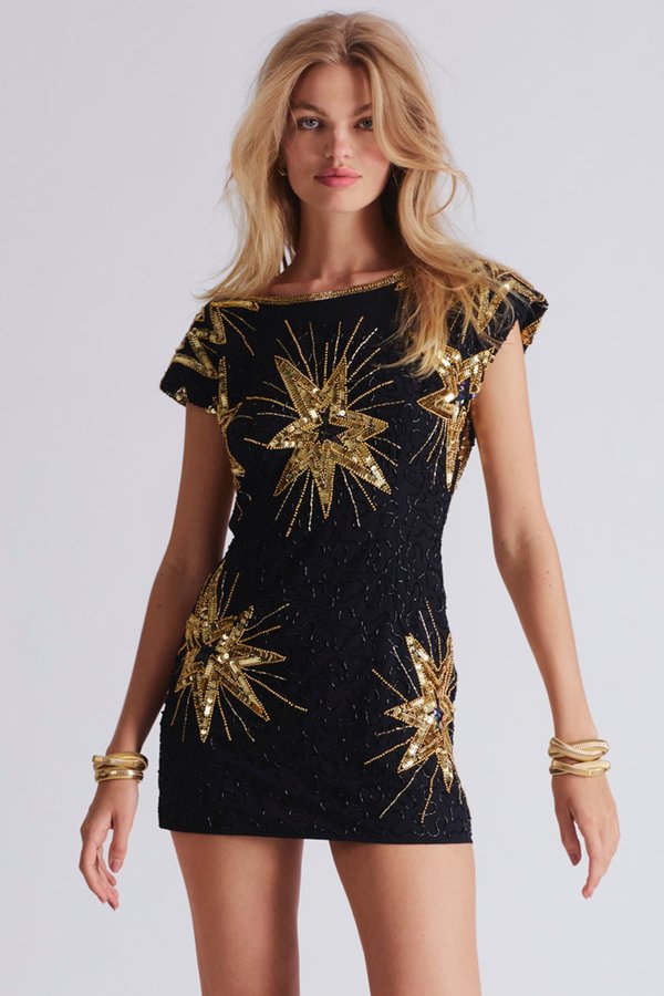 black jacquard puff sleeve darcy mini dress Fancy You Mini Dress – Maimoco main image 0