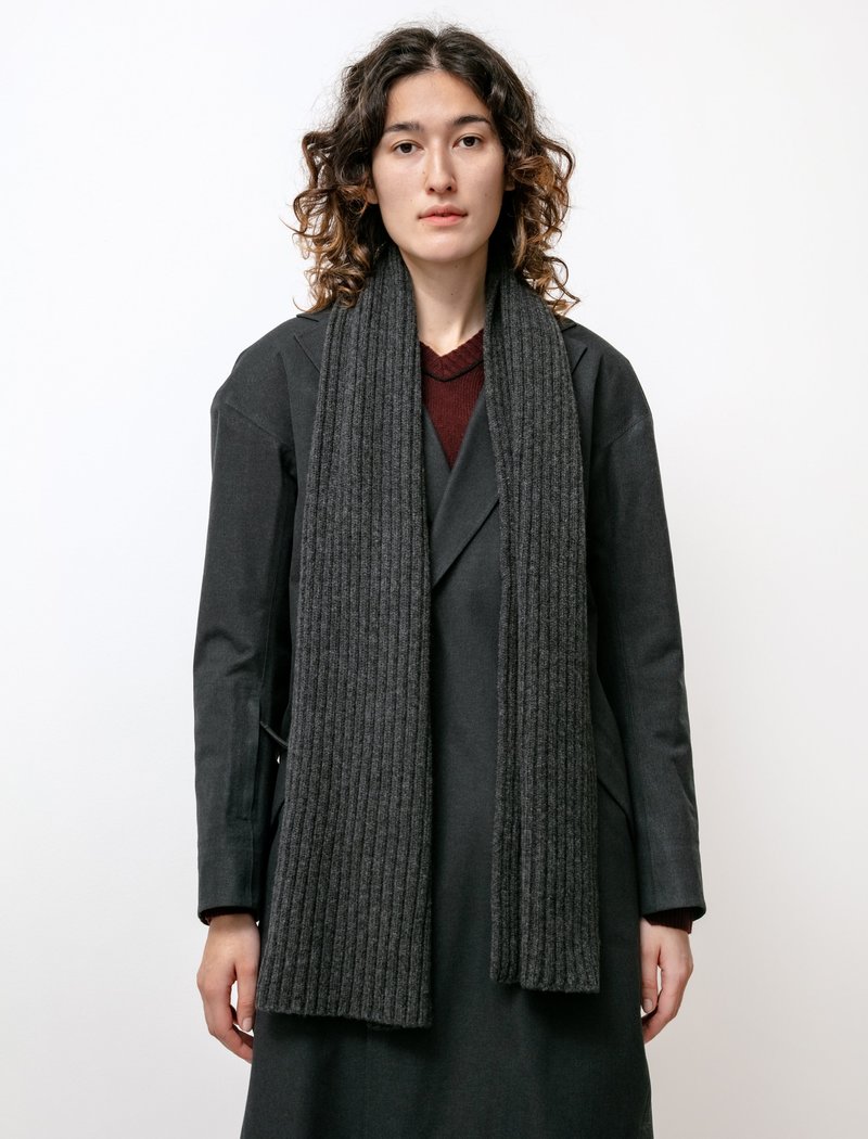 Margaret Howell Chunky Rib Scarf Merino Cashmere - Storm Grey