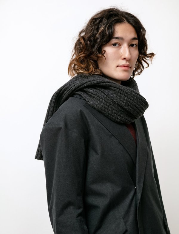 Margaret Howell Chunky Rib Scarf Merino Cashmere - Storm Grey