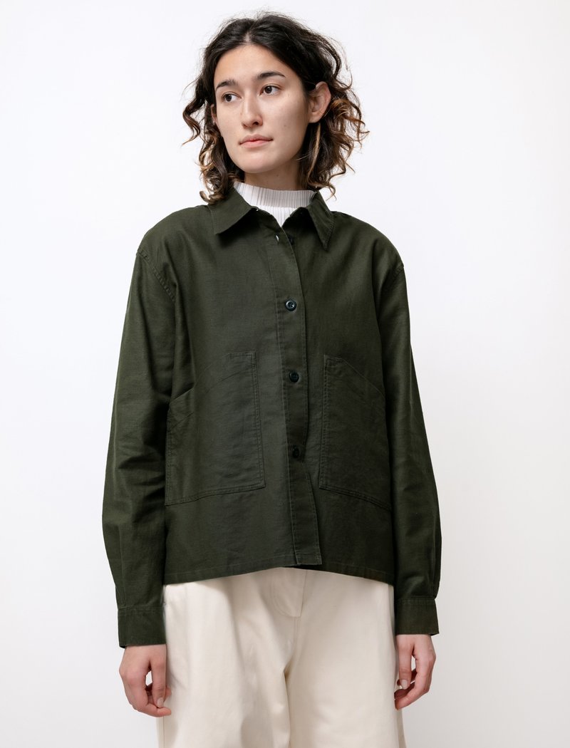 Margaret Howell Garden Cotton Linen Twill Shirt - Olive