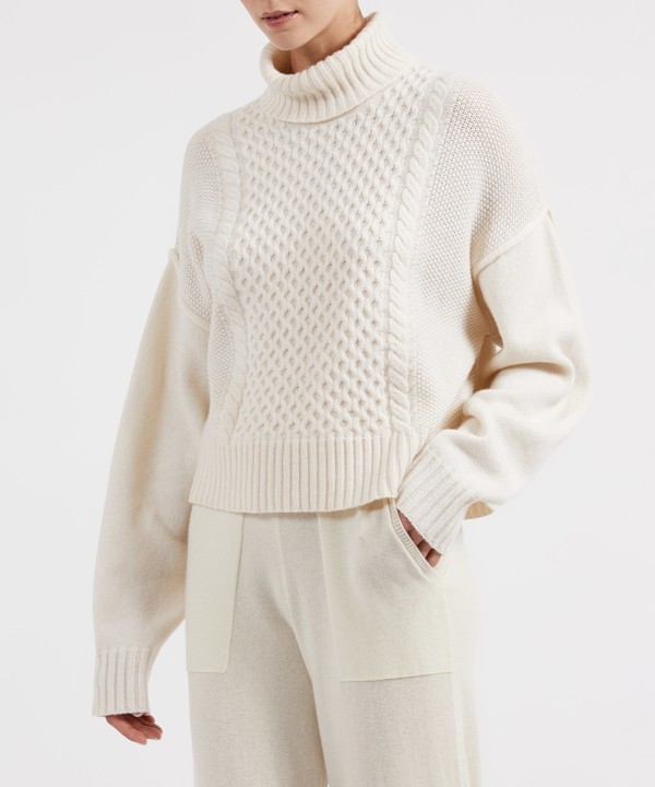ATM Merino Wool Cable Knit Turtleneck 