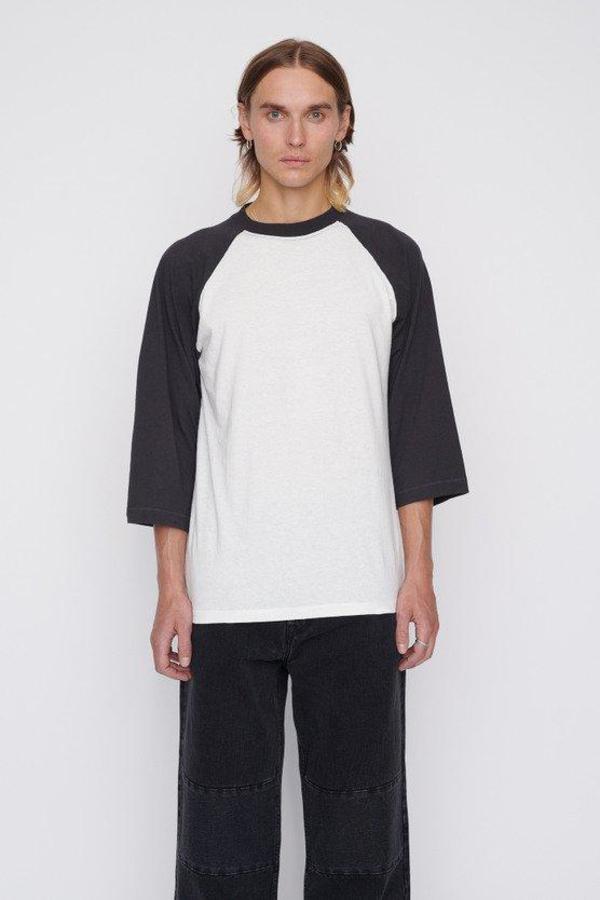 Our Legacy 3/4 Sleeve Raglan Baseball Tee - Black/White | Garmentory