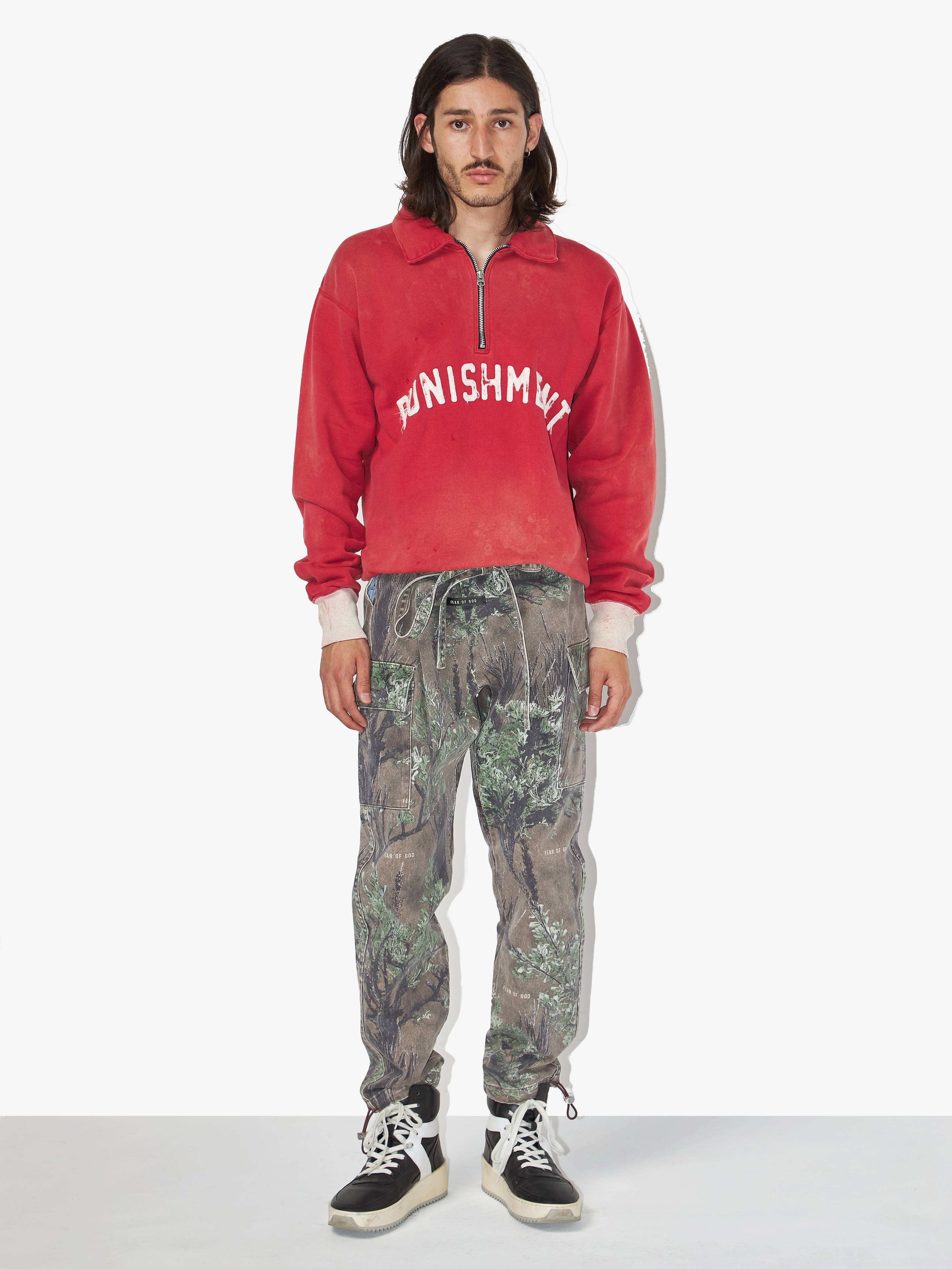 Pre-Loved] Saint Michael M Red Punishment Half Zipped Cotton 