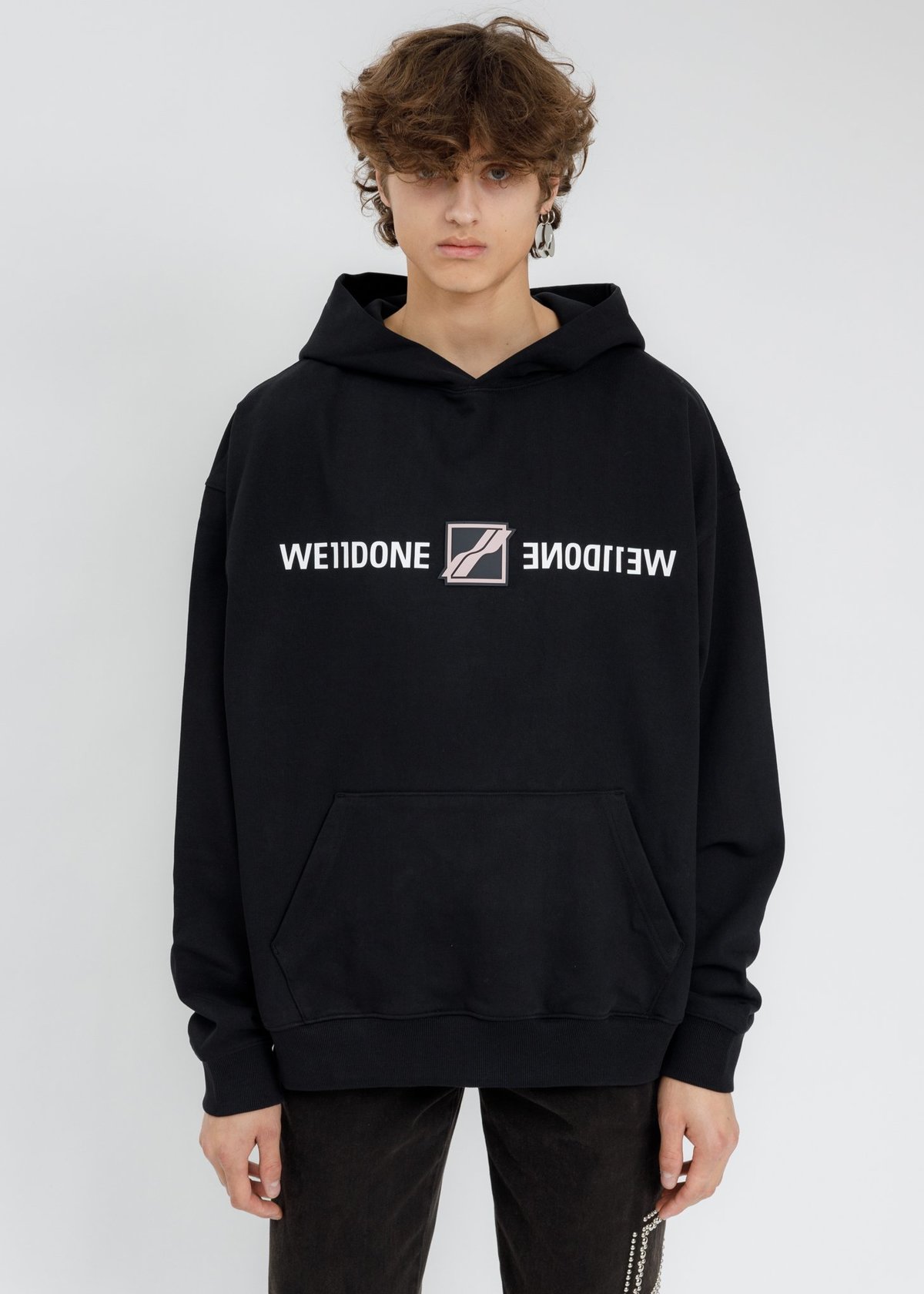 we11done Patch Mirror Logo Hoodie - Black | Garmentory 