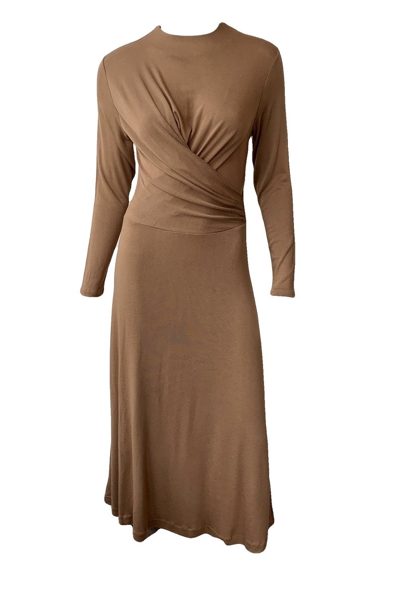 VINCE Long Sleeve Draped Dress - Dark Taupe | Garmentory VINCE Long Sleeve Draped Dress - Dark Taupe | Garmentory