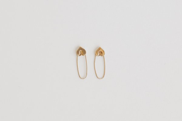Loren Stewart Single Heart Safety Pin Earring - Gold