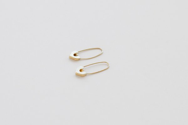 Loren Stewart Single Heart Safety Pin Earring - Gold
