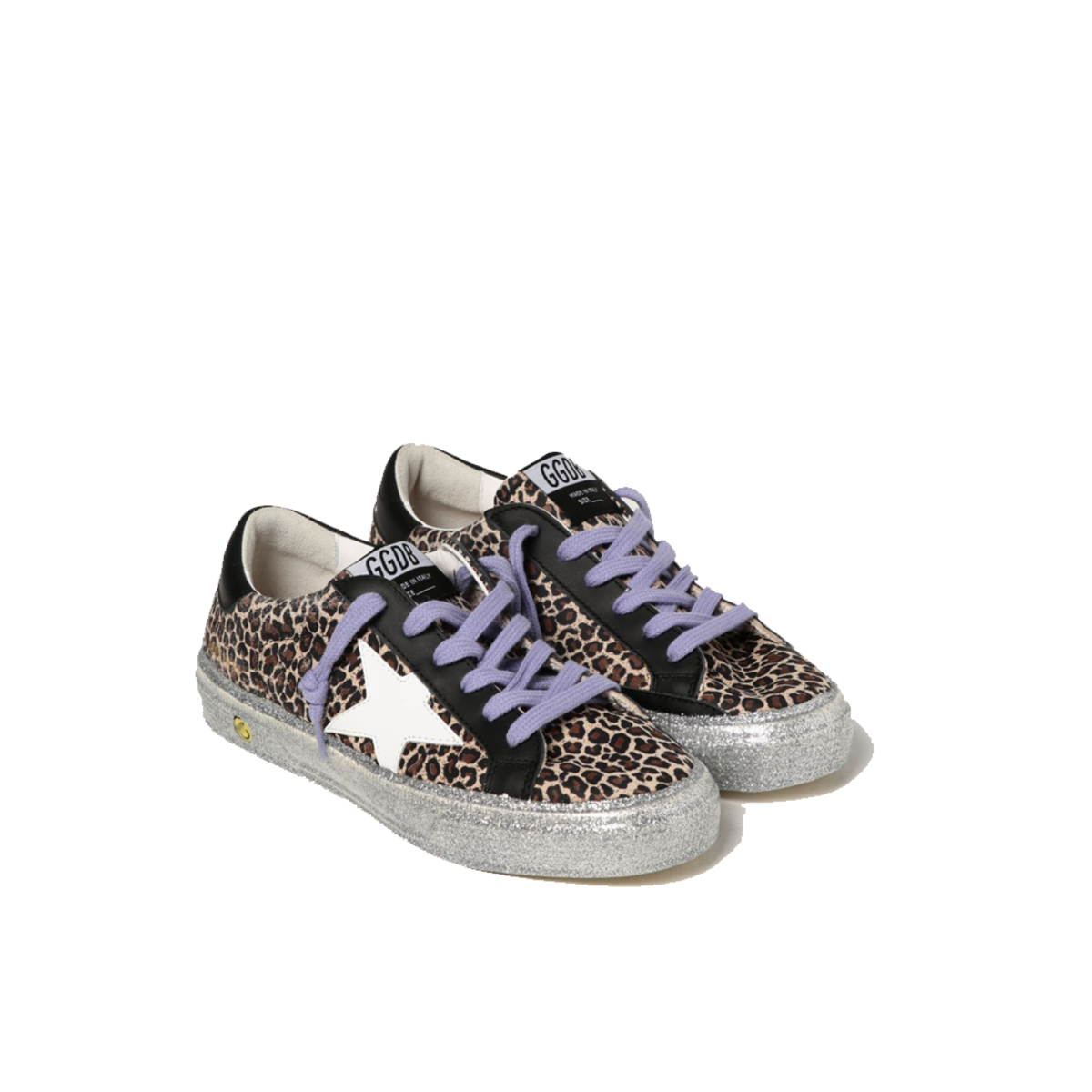 Kids Golden Goose May Leopard Upper Leather Star Shoes