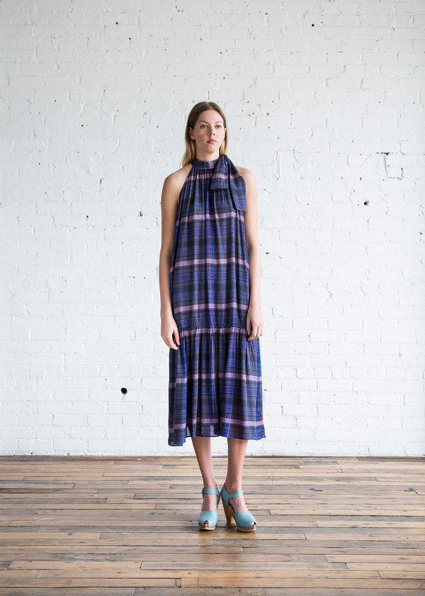Apiece Apart Solazure Tie Neck Dress Twilight Madras | Garmentory