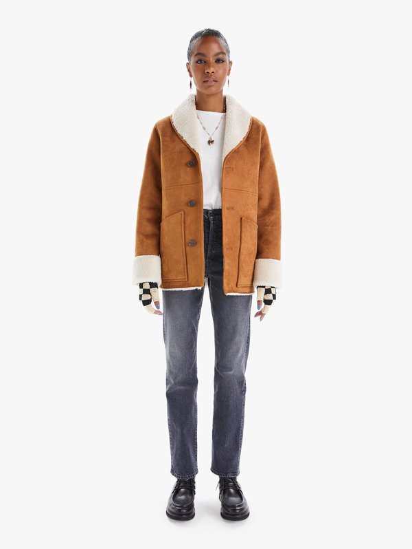 mother shawl collar timber jacket