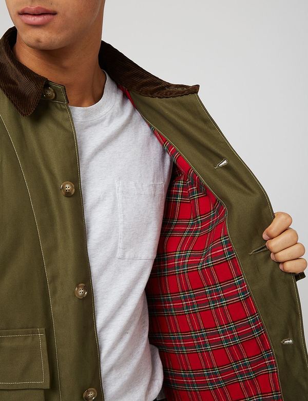 orSlow Lined Short Coverall Jacket - Army Green/Check | Garmentory