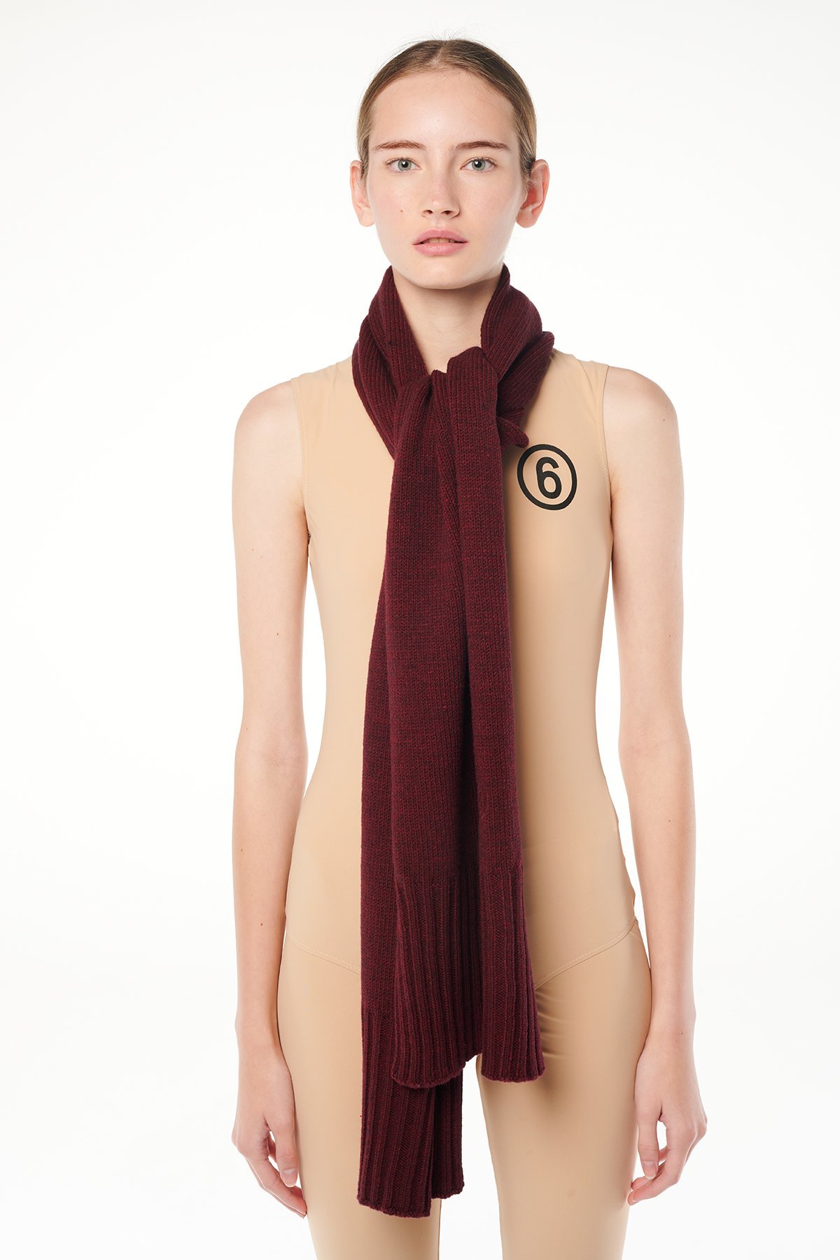 Rib-knit-scarf-Red-wine-MM6-