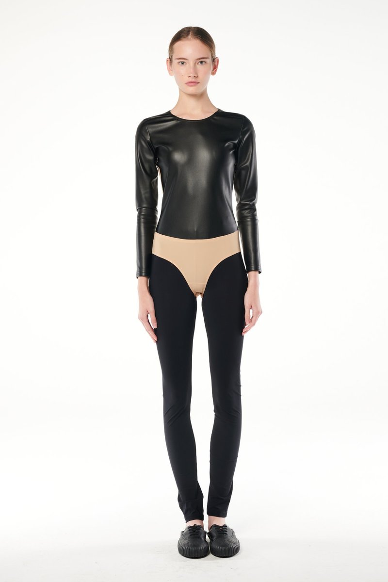 MM6 Maison Margiela Two tone bodysuit - Black/Beige | Garmentory