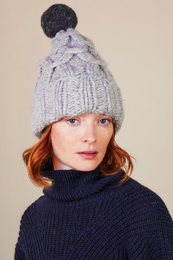 Lola Braces Knit Hat - Grey/Black