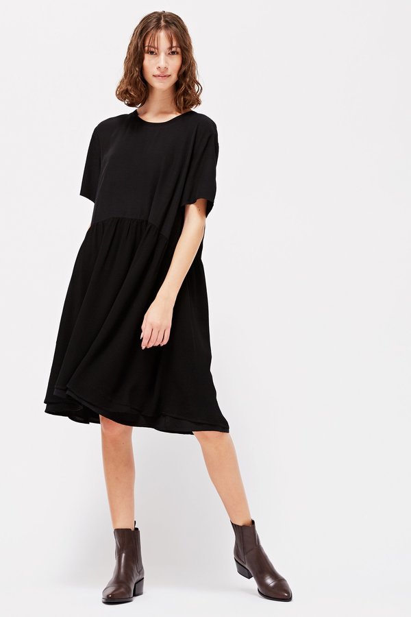 open lace back dress High Neck Lace Mini Dress with Bishop Sleeves | Elegant Long Sleeve Cocktail  Party Dress | Scalloped Hem Detail main image 1