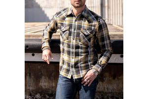 Iron Heart Ultra Heavy Flannel Crazy Check Western Shirt - Yellow